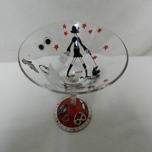 Lolita Love My Martini Hand-Painted Shop 'Til You Drop Spirits Glass Recipe NEW